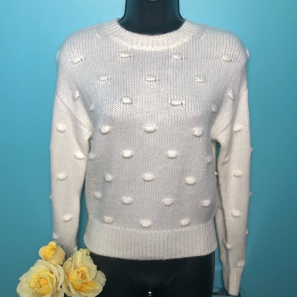 ⭐️NEW⭐️ Ann Taylor Cream/Off White Popcorn Stitched Pullover Sweater - Picture 3 of 13